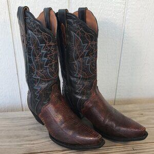 Dan Post Triad Water Snake Womens Black Leather Western Boots 9.5 M DPS541